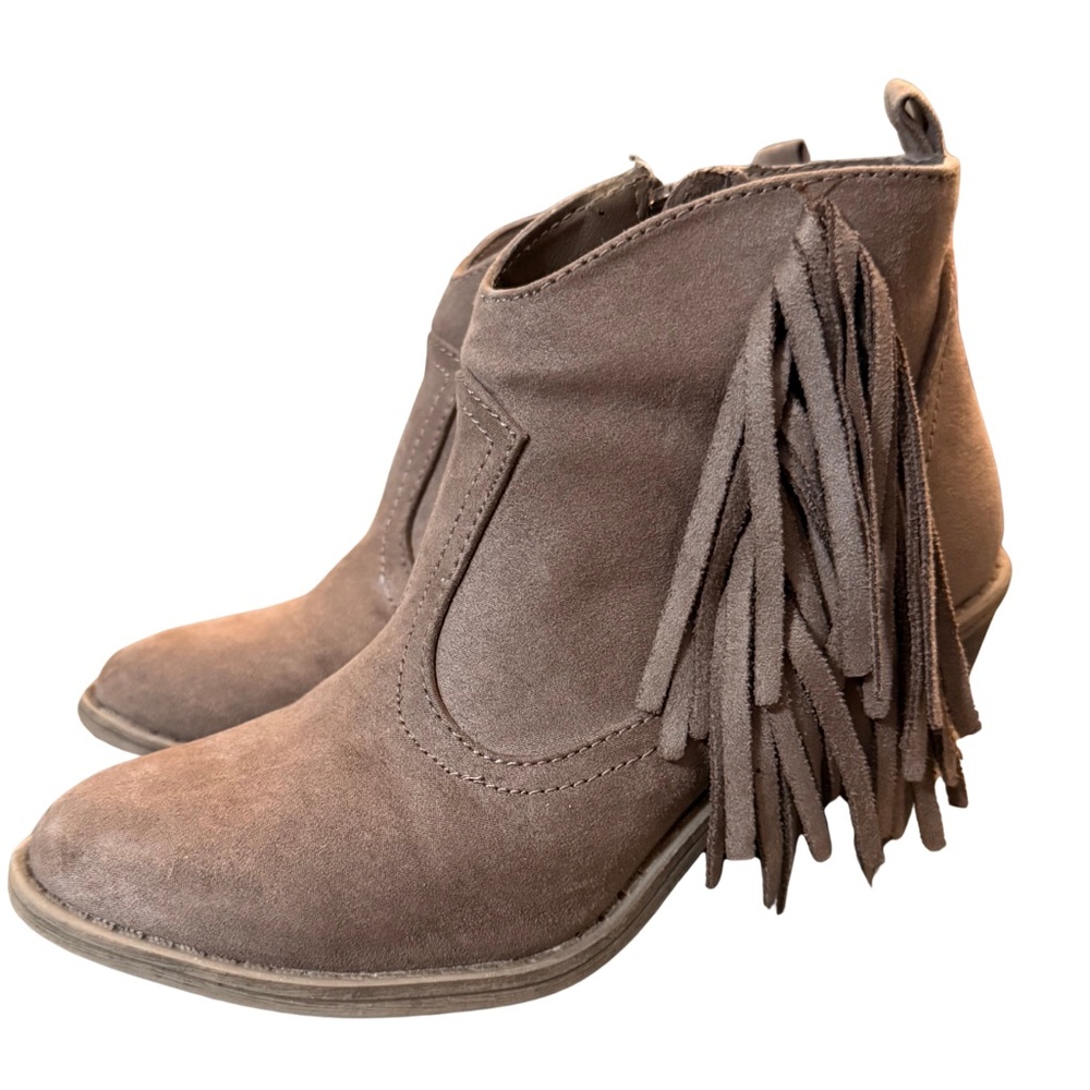 Faded Glory Brown Ankle Boots with Fringe - Picture 3 of 4